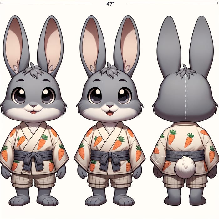 Mindful Anthropomorphic Lop Rabbit in Captivating Kimono