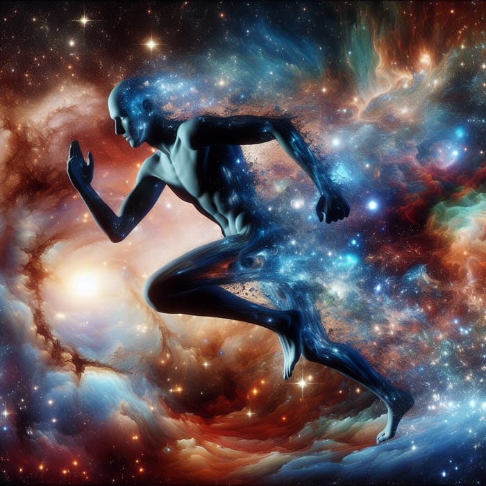Man Running Away into the Universe - Cosmic Escape