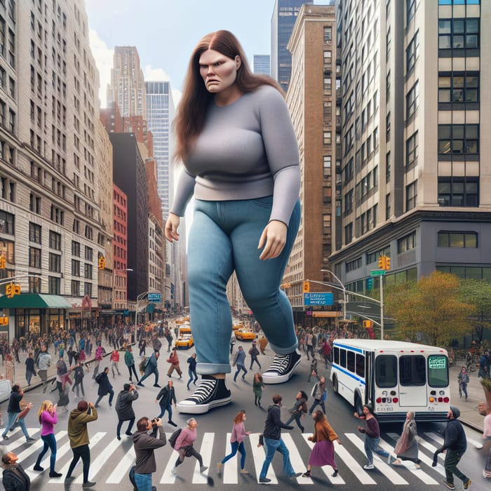 Giantess Rampaging the City - A Surreal Daylight Spectacle