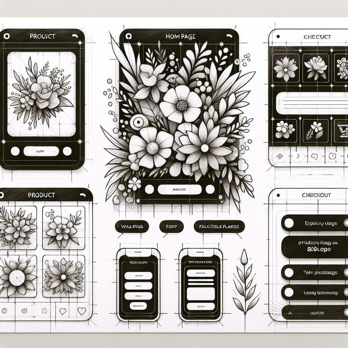 Black and White Design Schemes for Flower Shop App