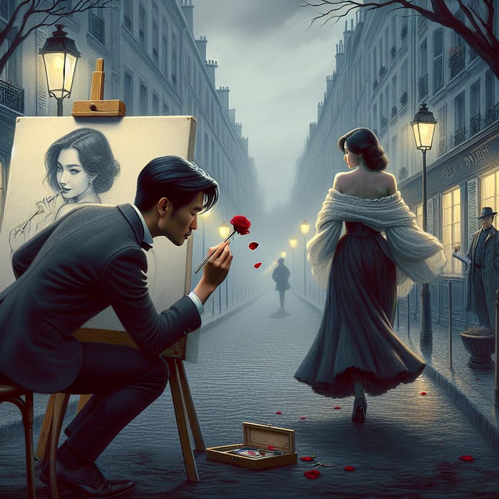 Unrequited Love Art | Parisian Street Sketch Romance