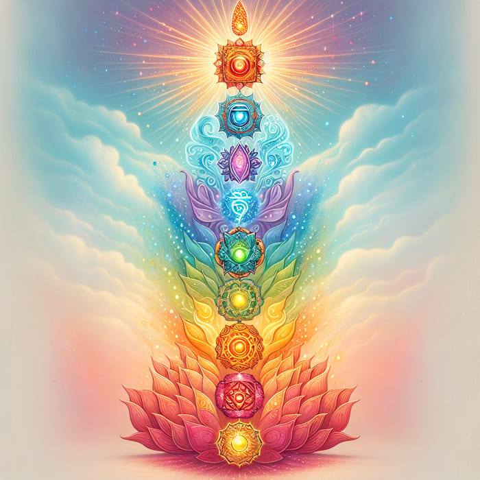 Chakras: Detailed Image with Radiant Lights
