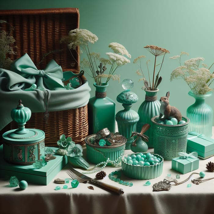 Tiffany Green Color Still Life Composition