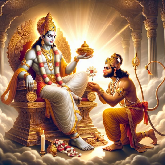 Lord Ram and Hanuman Divine Scene