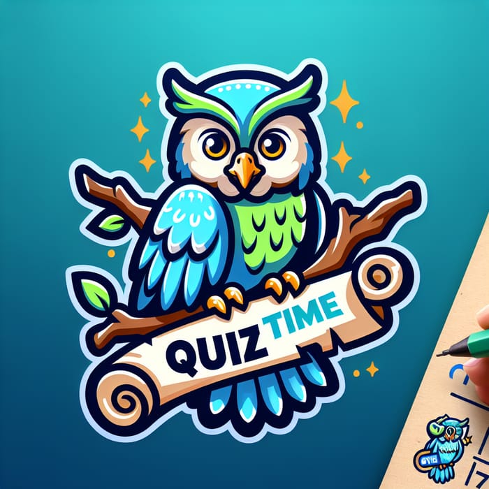 Friendly Owl Quiz Channel Mascot Logo: Quiz Time