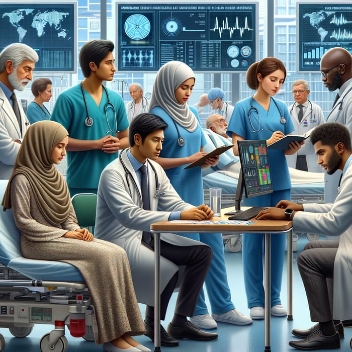 Diverse Global Health Professionals | Modern Hospital Scene