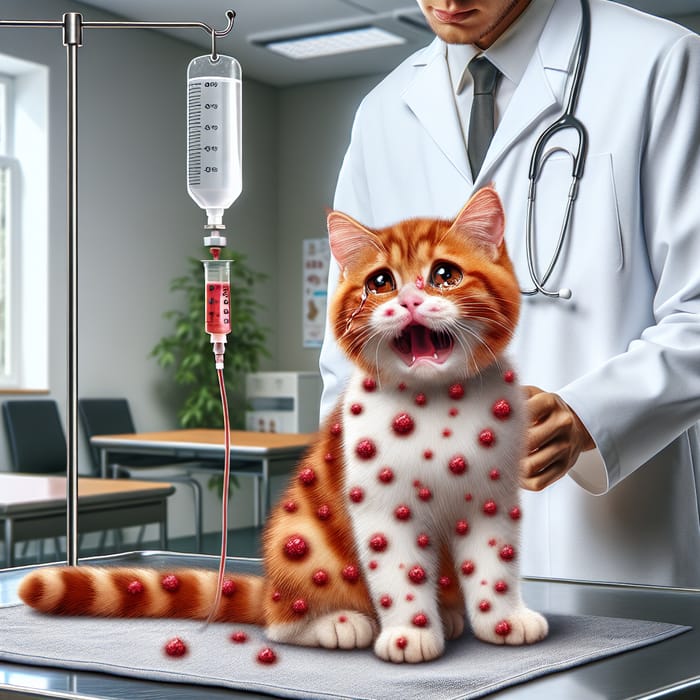 Scottish Cat Allergic Reaction at Veterinary Hospital
