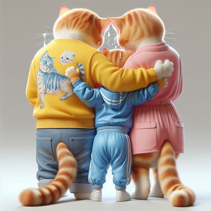 Heartfelt Moment: Ginger British Cats Embracing in Reality