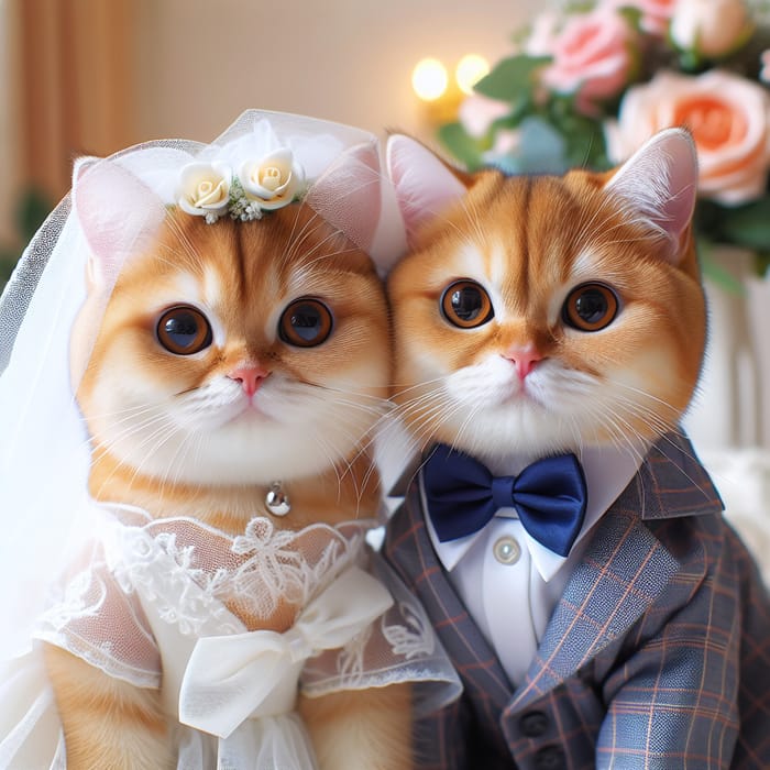 Adorable Ginger British Shorthair Cats Wedding | Loving Gaze in Beautiful Room