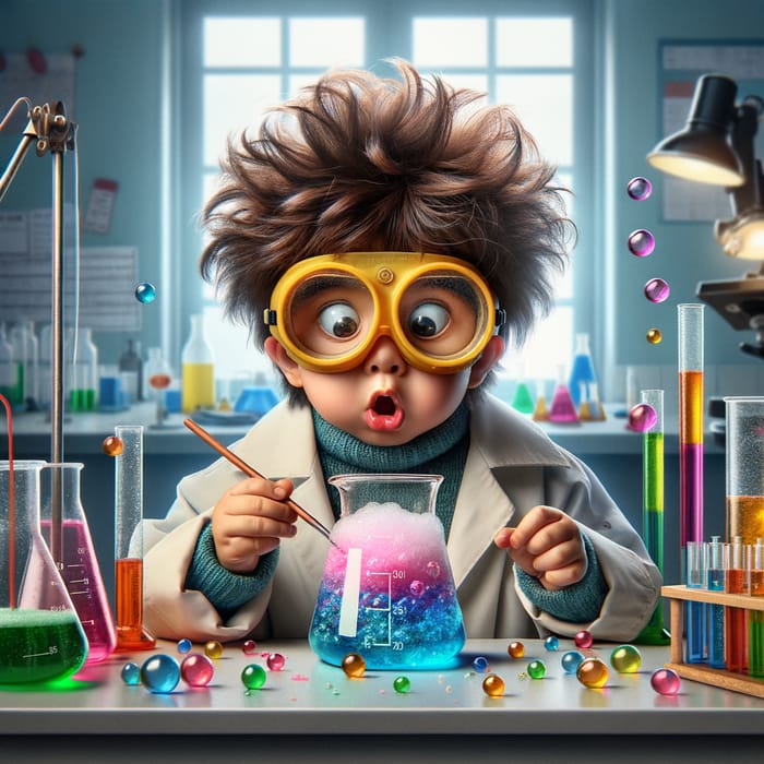 Funny Kid Scientist | Whimsical Lab Experiment