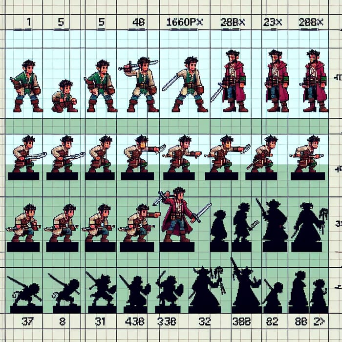 Pixel Art Sprite Sheet: D&D-Style Character Animation - Tabletop RPG Gaming