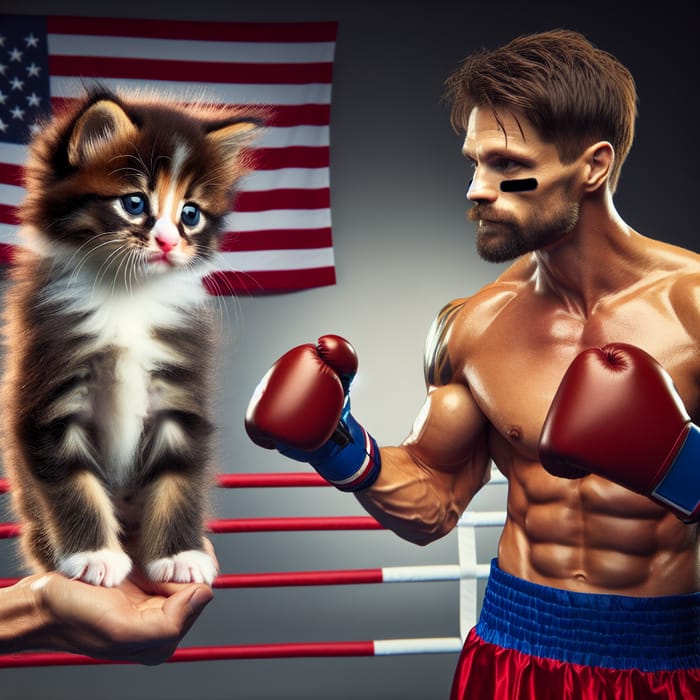 Kitten Border Collie Boxing Match vs. Mike Tyson Lookalike