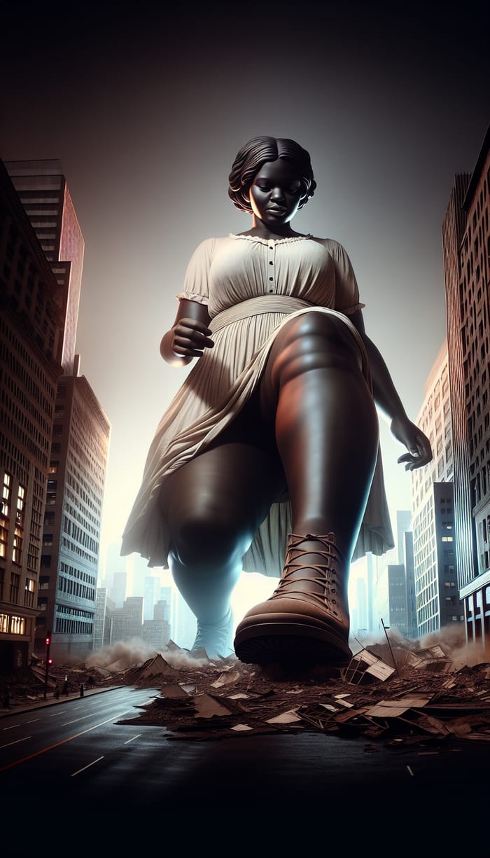 Colossal Black Giantess Goddess: Urban Devastation Display