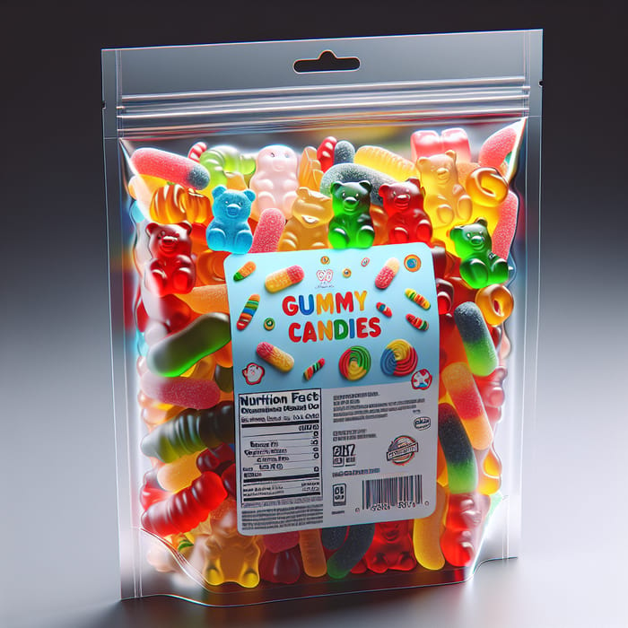 Vibrant Gummy Candy Packaging with Resealable Zipper | Brand Logo