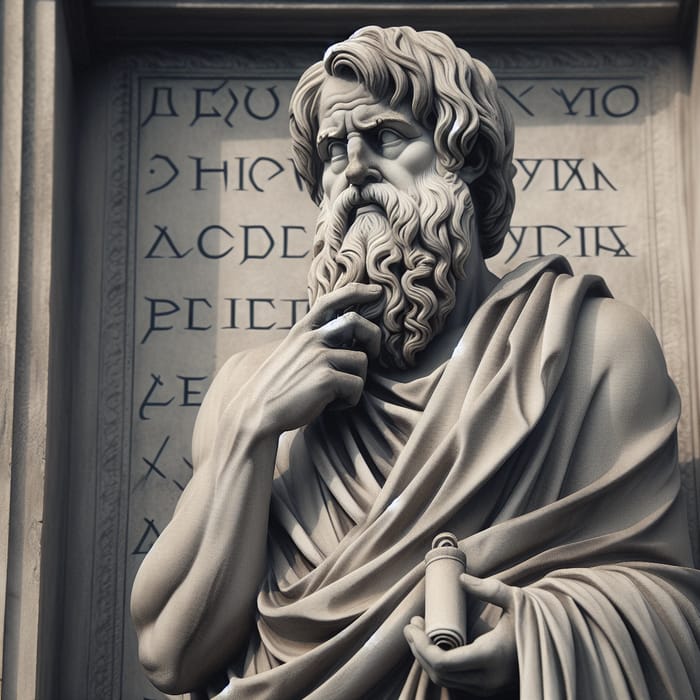 Stone Sculpture of Epictetus: Lifelike Greek Philosopher Statue
