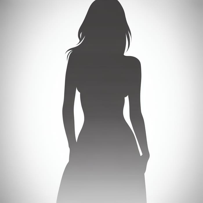 Graceful Nude Female Silhouette on Monochromatic Background