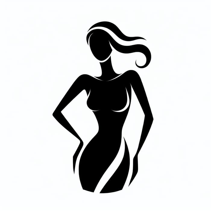 Elegant Monochrome Female Body Silhouette