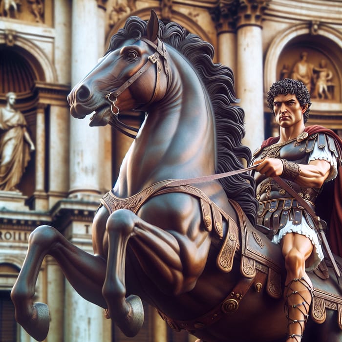 Ancient Roman Emperor Marcus Aurelius on Majestic Galloping Horse