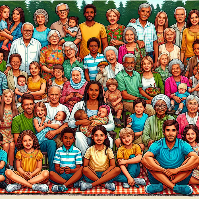 Diverse Multigenerational Family Gathering: Love & Harmony