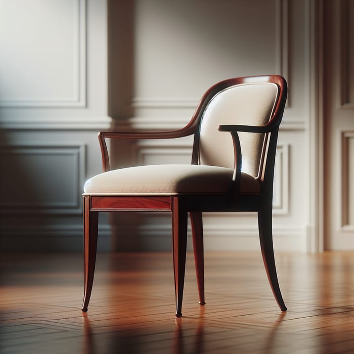 Cherry Wood Chair | Elegant Plush Cream Upholstery