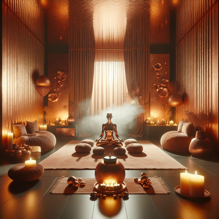 Calm Meditation Space with Copper Tones