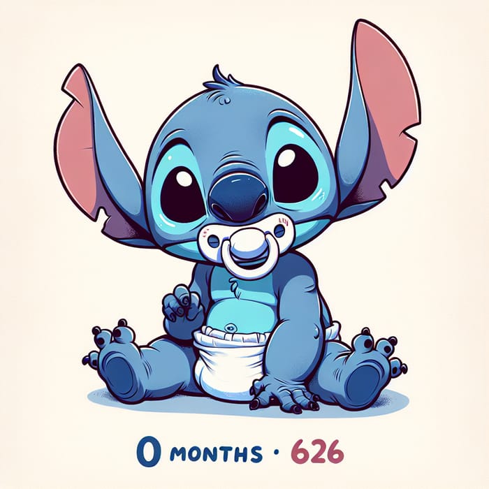 Adorable Stitch Experiment 626 in Diapers and Pacifier as Newborn | 0 Months Old