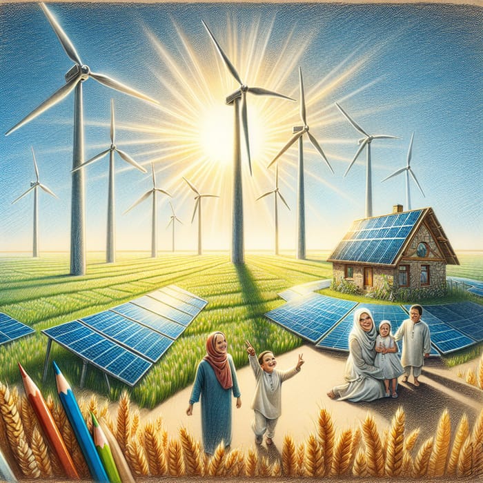 Pencil Drawing: Affordable and Clean Energy Concept