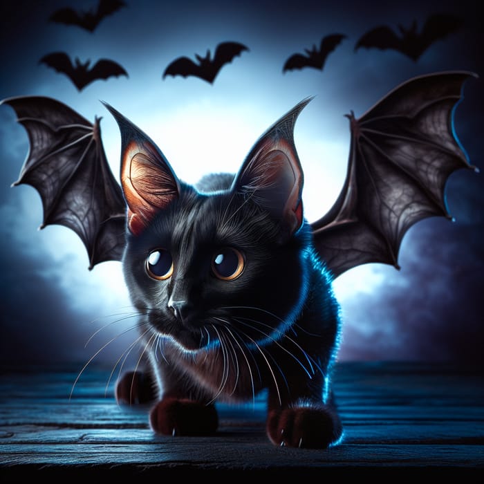 Mysterious Bat Cat - Agile and Alert