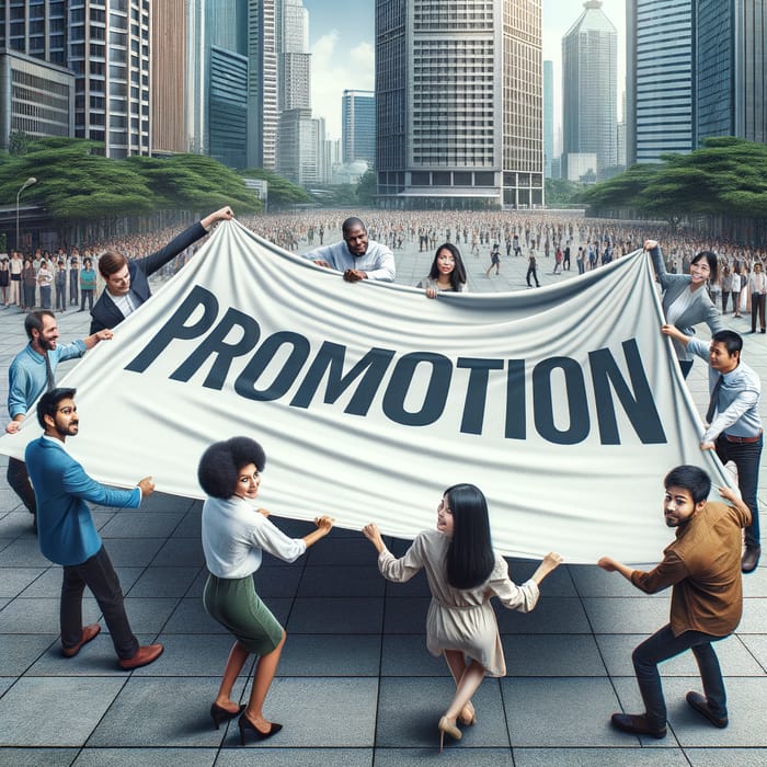 Promotion in City Center - Diverse Multicultural Banner Scene