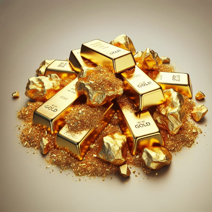 Shimmering Gold Imagery: Nuggets, Bars & Foil