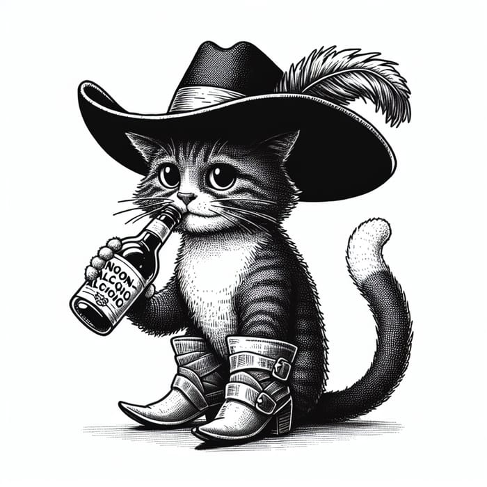 Stylish Cat in Boots Savoring Rum