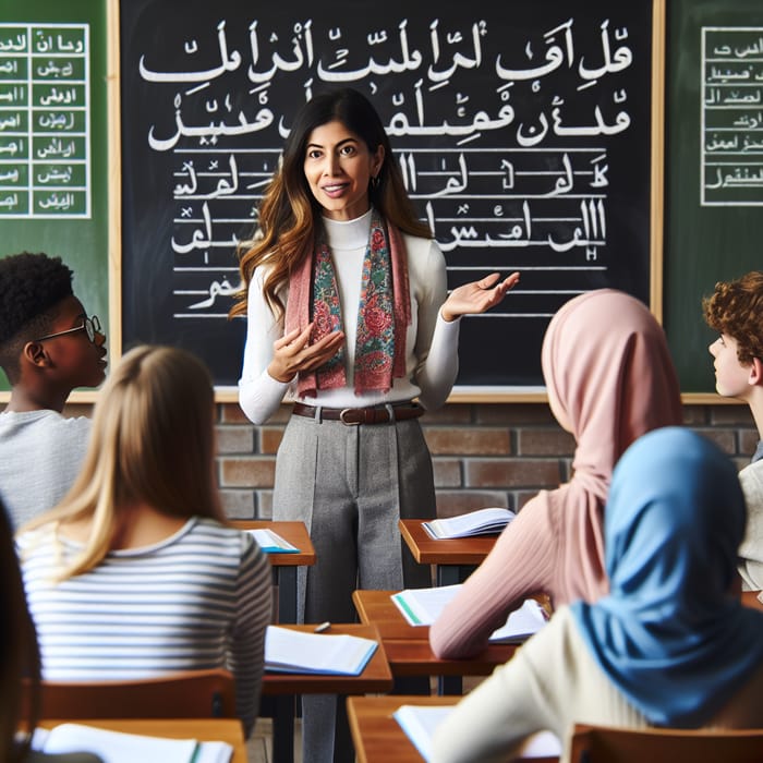 Enthusiastic Arabic Teacher in Classroom