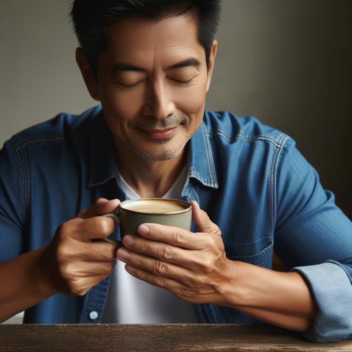 Middle-Aged Man Sipping Coffee | Aromatic Coffee Enjoyment