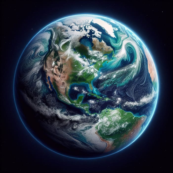 Detailed Earth from Space: Blue, Green & White Hues