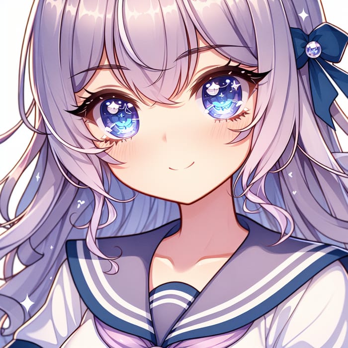 Stunning Anime Waifu with Lavender Hair and Blue Eyes