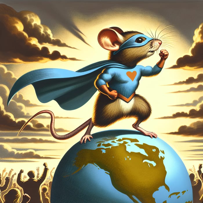 Superhero Mouse Rescuing the World