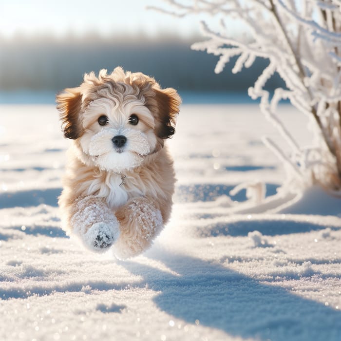 Playful Dog Enjoying Snowy Winter Day