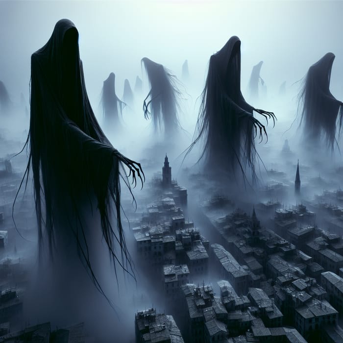 Shadowy Cityscape with Dementors | Harry Potter Fantasy
