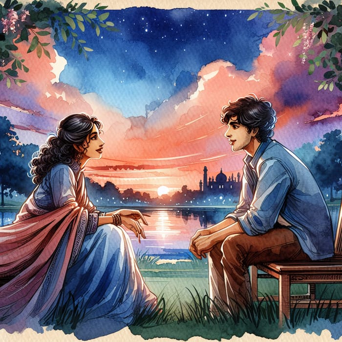 A Captivating Watercolor Love Story in the Park