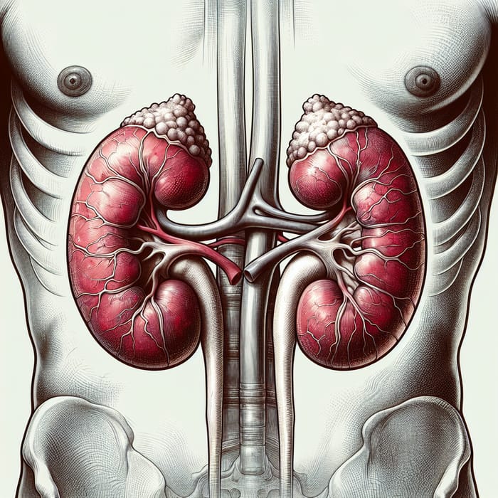 Detailed Illustration of Human Kidneys Damage