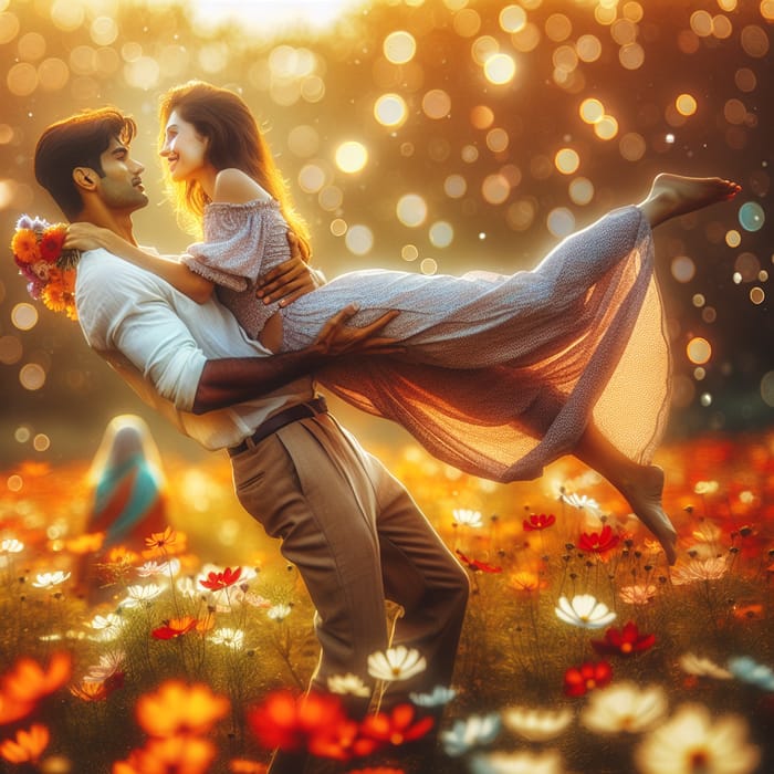 Enchanting Love and Joy in Vibrant Flower Field