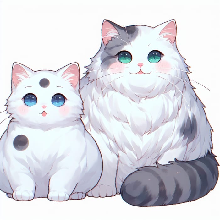 White and Gray Cat Duo: Stunning Feline Pair in Action