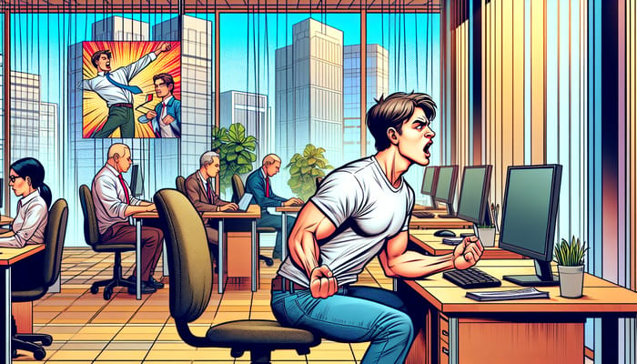 Vibrant Cartoon Office Scene: Engagement vs Motivation