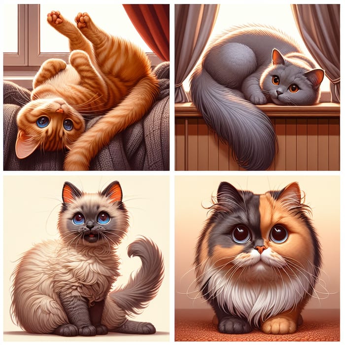 Cute Cat Poses | Adorable Tabby, Siamese, Persian & Tortoiseshell Cats