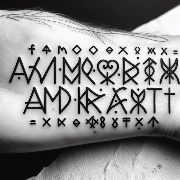 Intricate Runes Tattoo Font Design for 'Amor Fati'