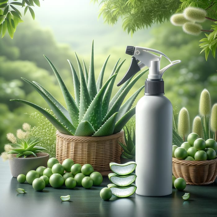 Natural Aloe Vera Spray with Fresh Kamias Background
