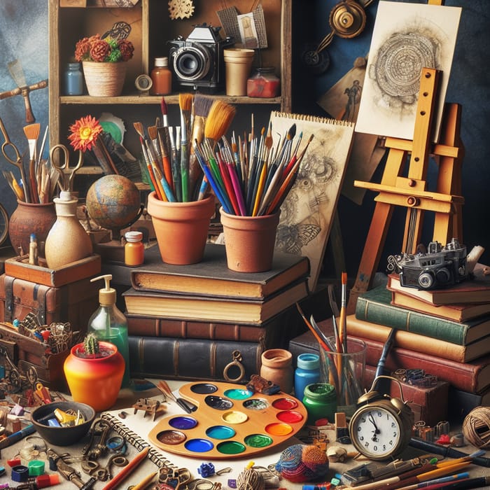 Creative Scene with Easel and More