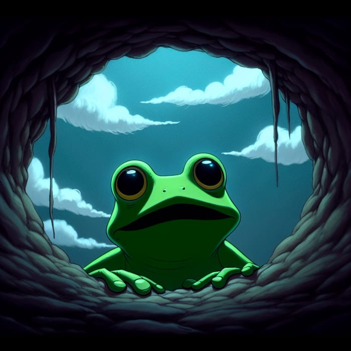 Adorable Frog Gazing at Sky in Whimsical Animation