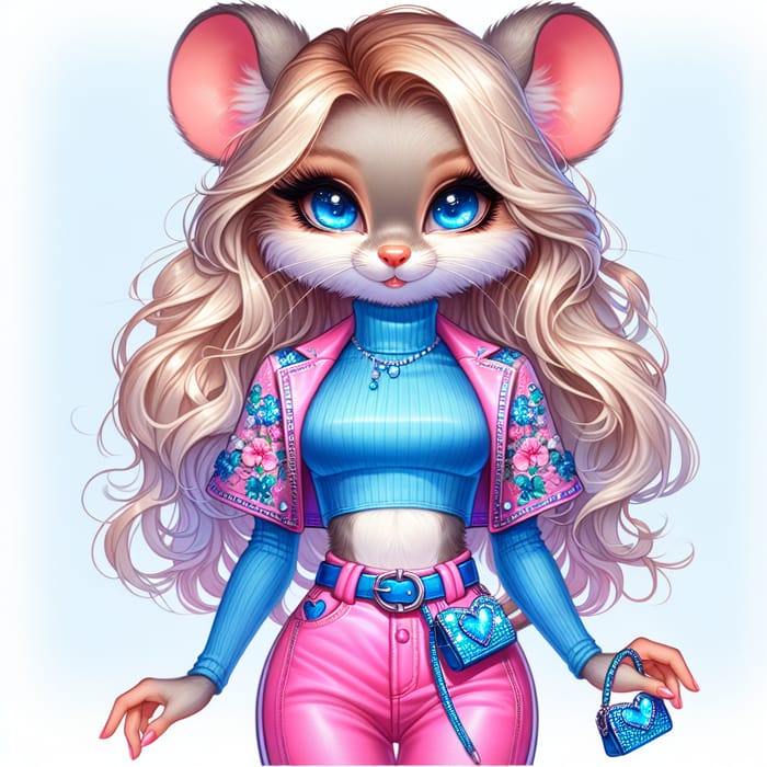 Blonde Anthropomorphic Mouse with Chic Ensemble