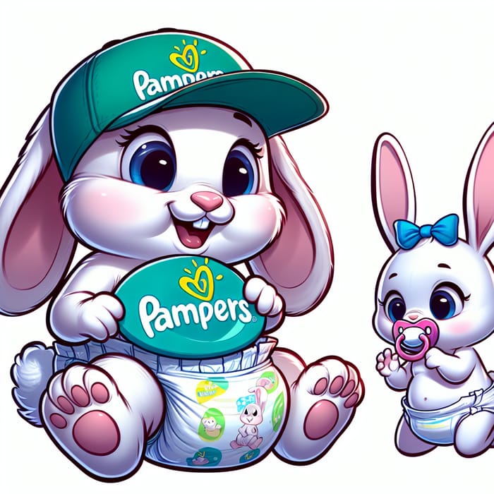 Baby Bunny in Diapers - Cute Baby Rabbit Character